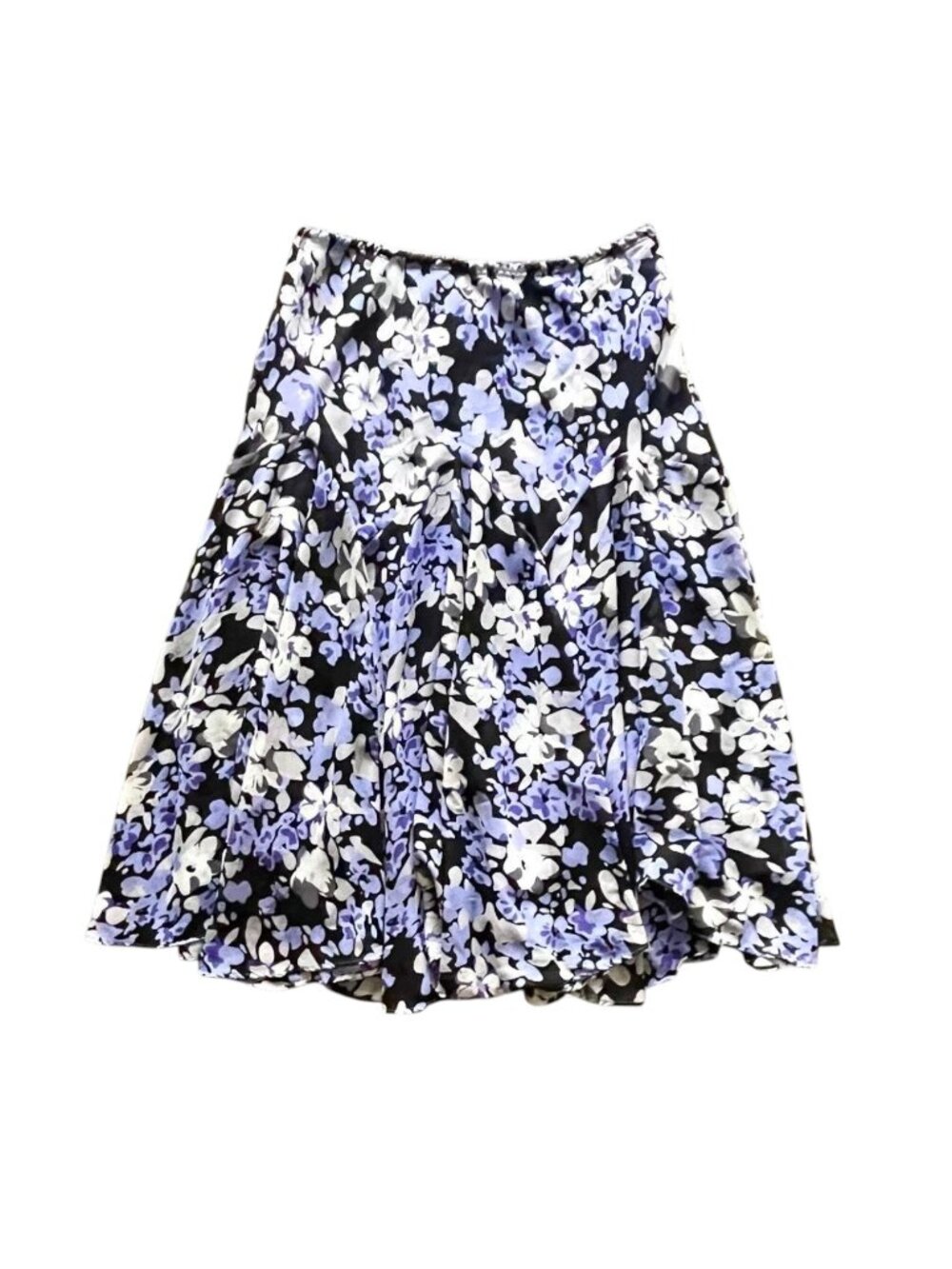 Newsworthy - Y2K Fairycore / Flounce Floral Black, Purple Women's Skirt - Size L